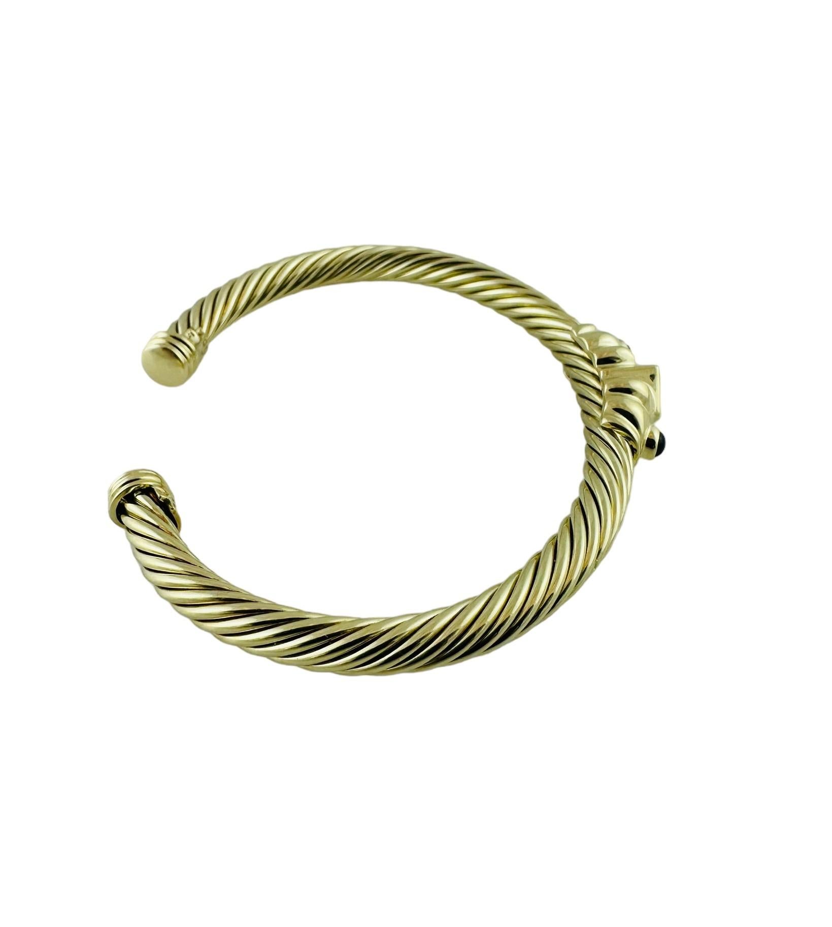Women's David Yurman Renaissance 14K Yellow Gold Citrine Sapphire Cuff Cable Bracelet For Sale