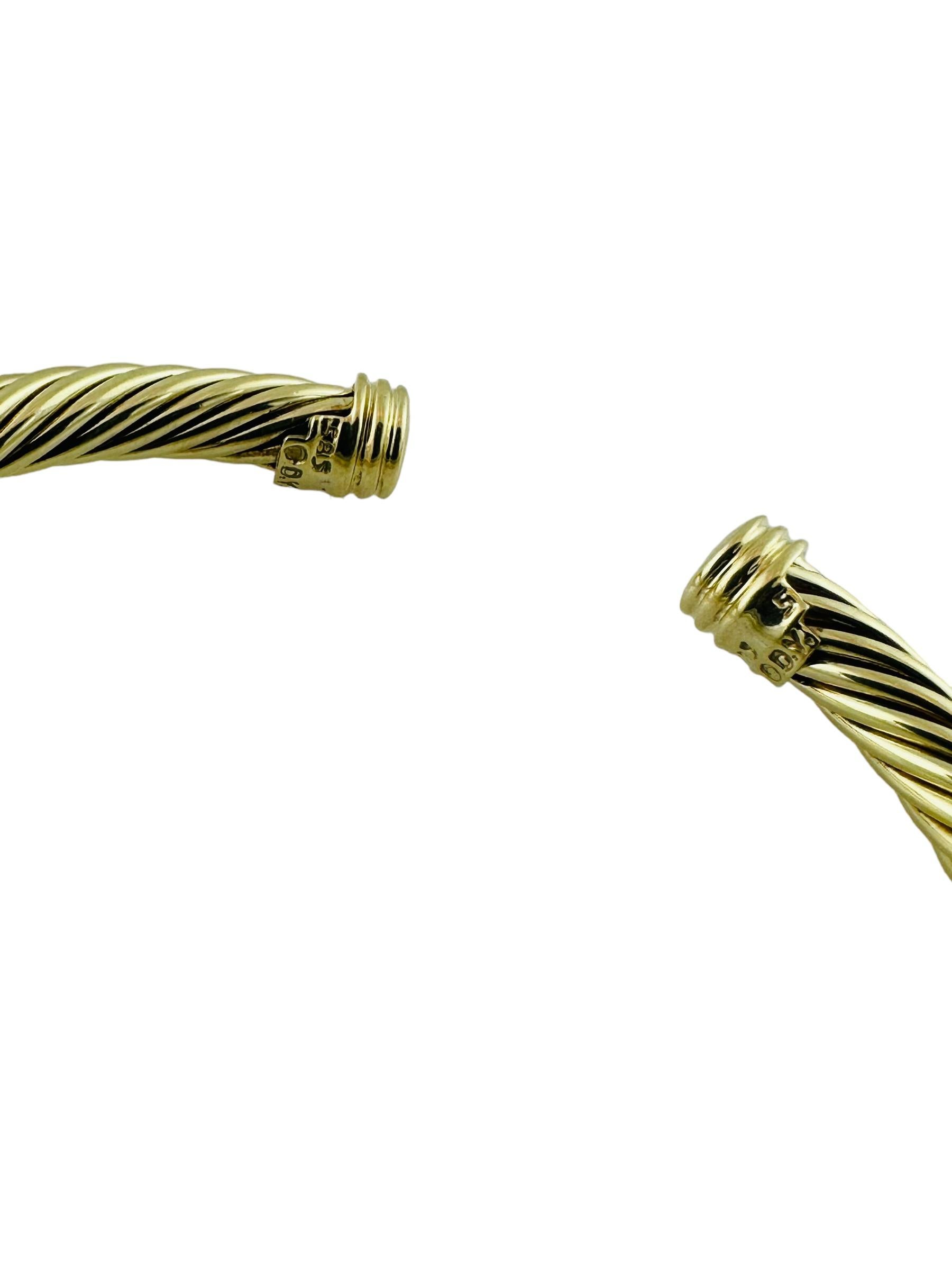 David Yurman Renaissance 14K Yellow Gold Citrine Sapphire Cuff Cable Bracelet 2
