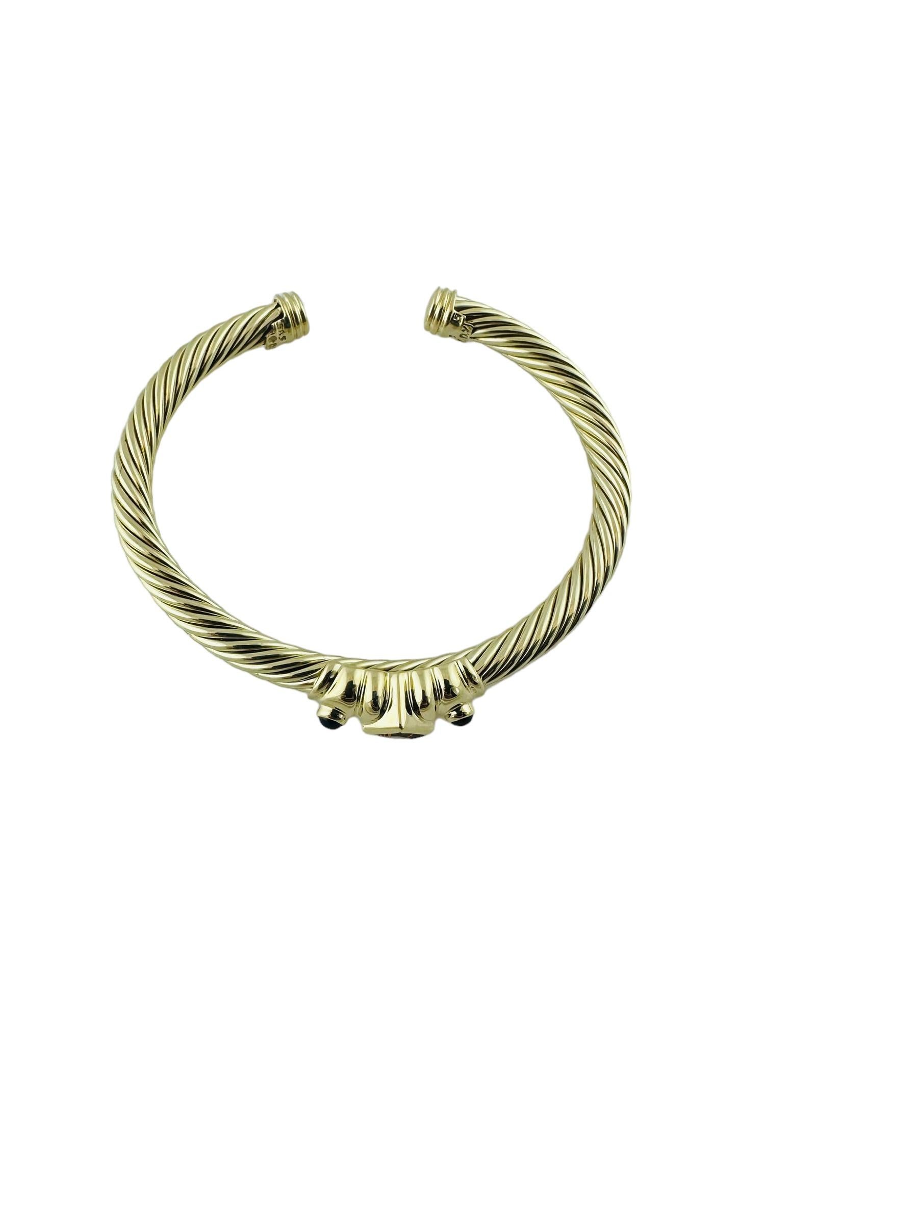 David Yurman Renaissance 14K Yellow Gold Citrine Sapphire Cuff Cable Bracelet For Sale 3