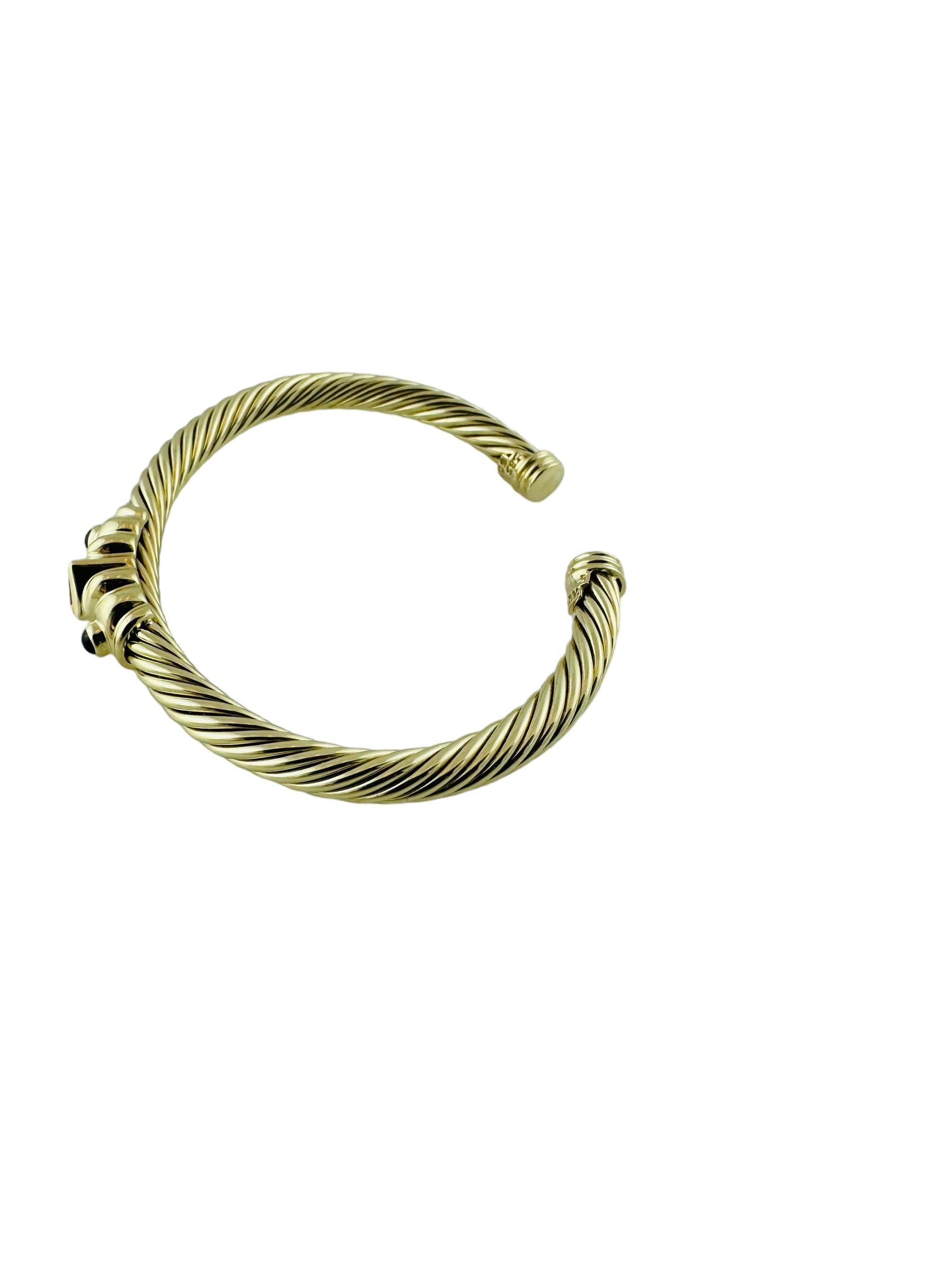 David Yurman Renaissance 14K Yellow Gold Citrine Sapphire Cuff Cable Bracelet For Sale 4