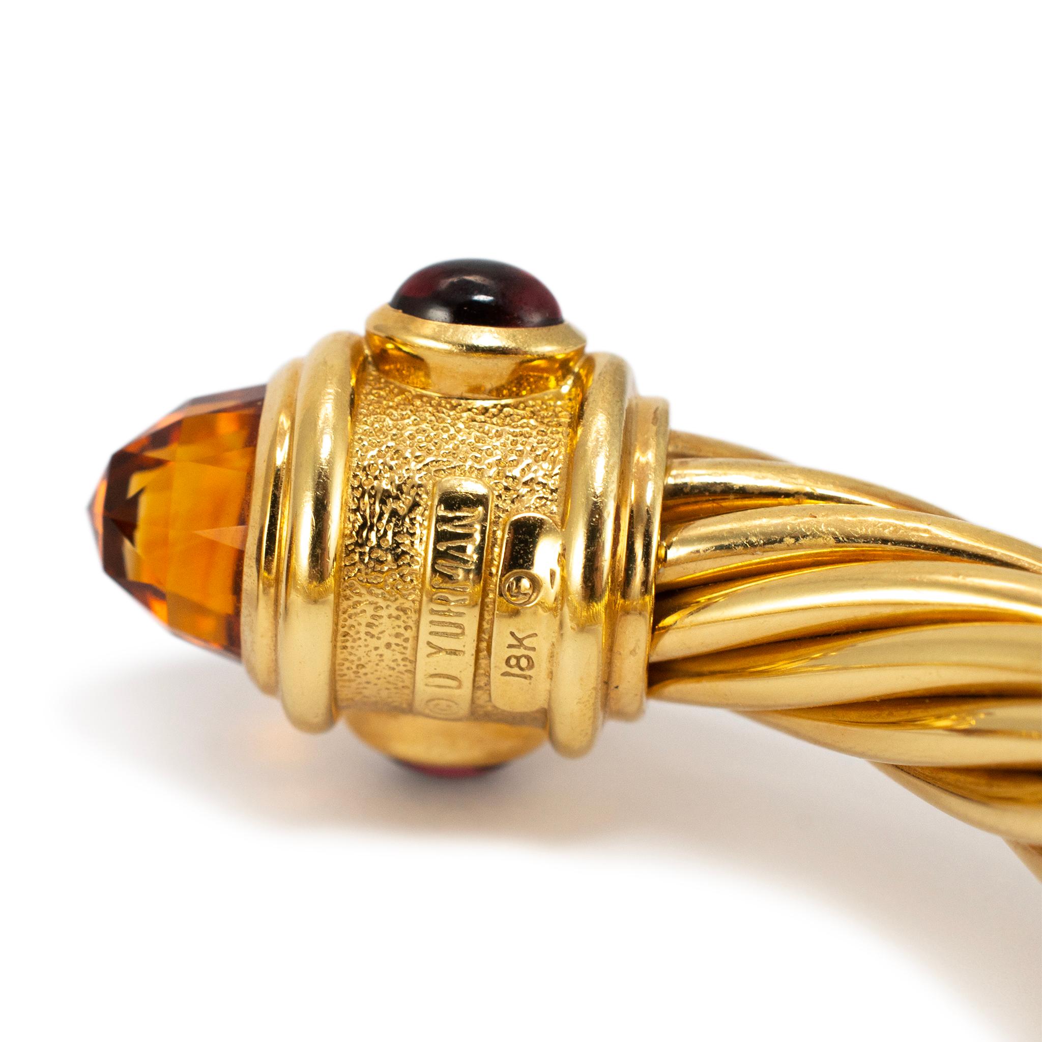Women's David Yurman Renaissance 18K Yellow Gold Multi Gem Classic Cable Cuff Bracelet