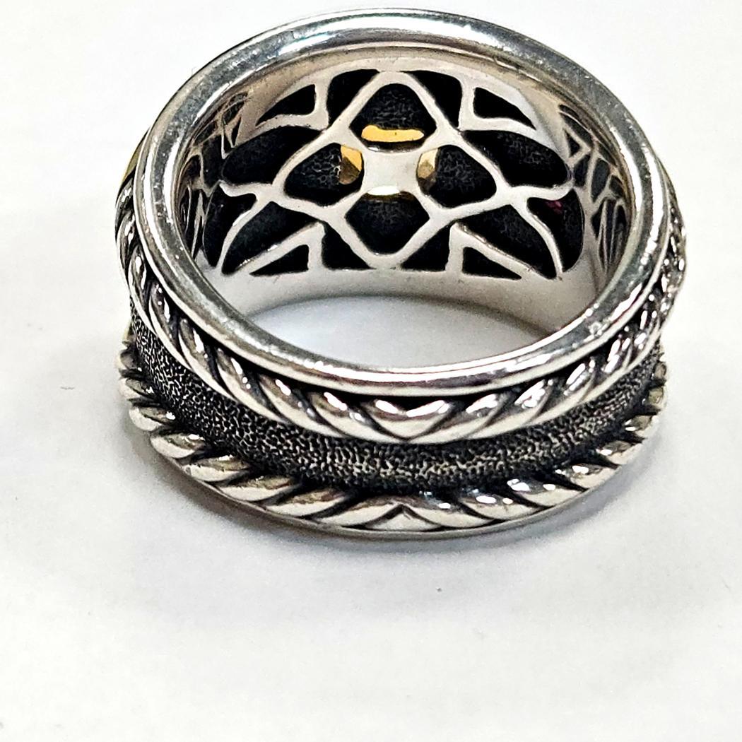 David Yurman Renaissance 3-Stone Ring in Sterling Silver & 14K Citrine Garnet (bague à trois pierres en argent sterling et grenat) en vente 1