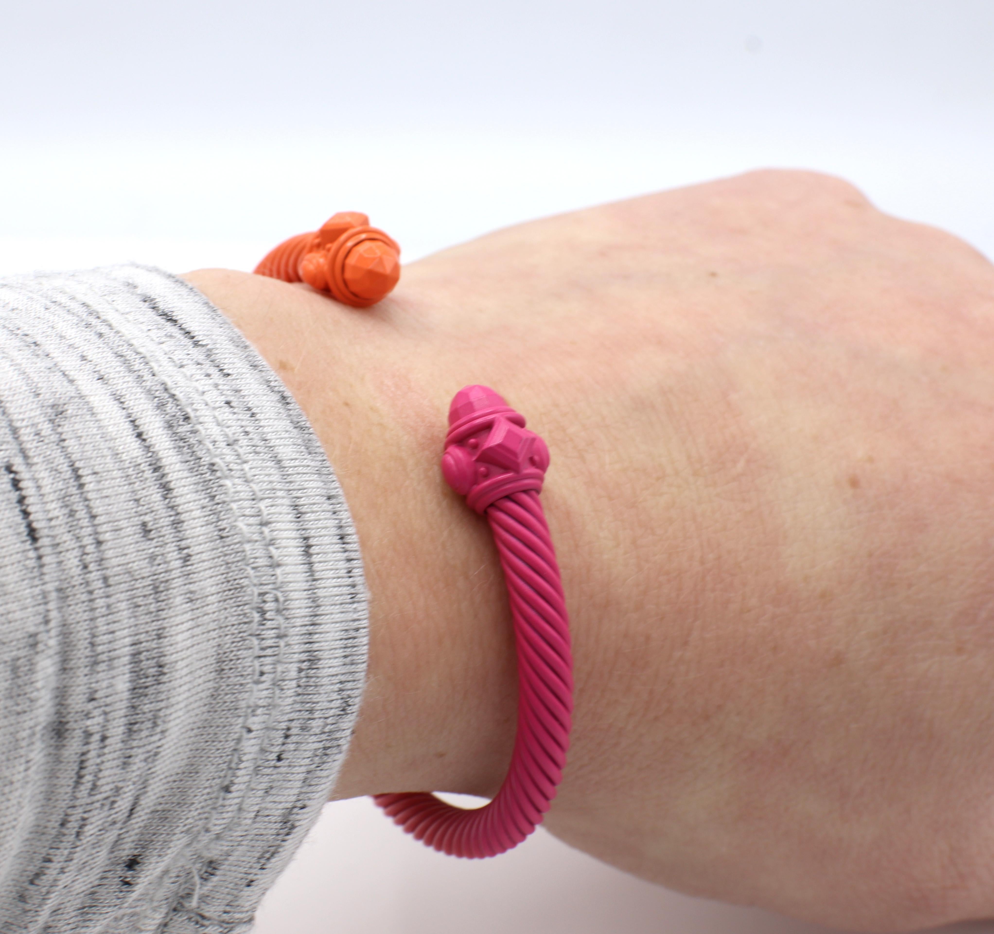 Modern David Yurman Renaissance Aluminum Pink & Orange Bangle Bracelet