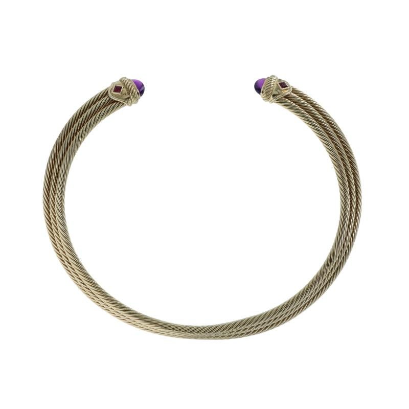 David Yurman Renaissance Amethyst Collar Choker Cable Necklace Yellow Gold 14k en Excelente estado para la venta en Greensboro, NC