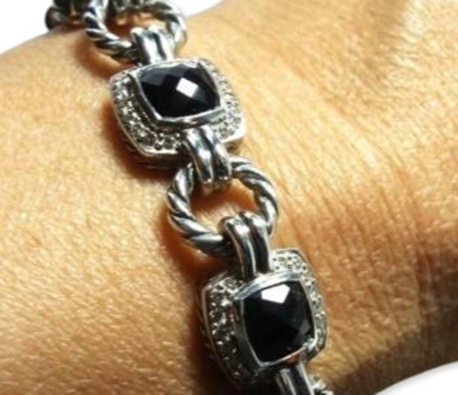 David Yurman Bracciale Rinascimento in onice nera e diamanti In condizioni ottime in vendita a New York, NY