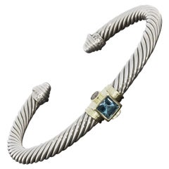 David Yurman Renaissance Blue Topaz and Iolite Cable Cuff Bracelet