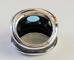 David Yurman Renaissance Blue Topaz & Peridot Sterling Silver and Gold band ring