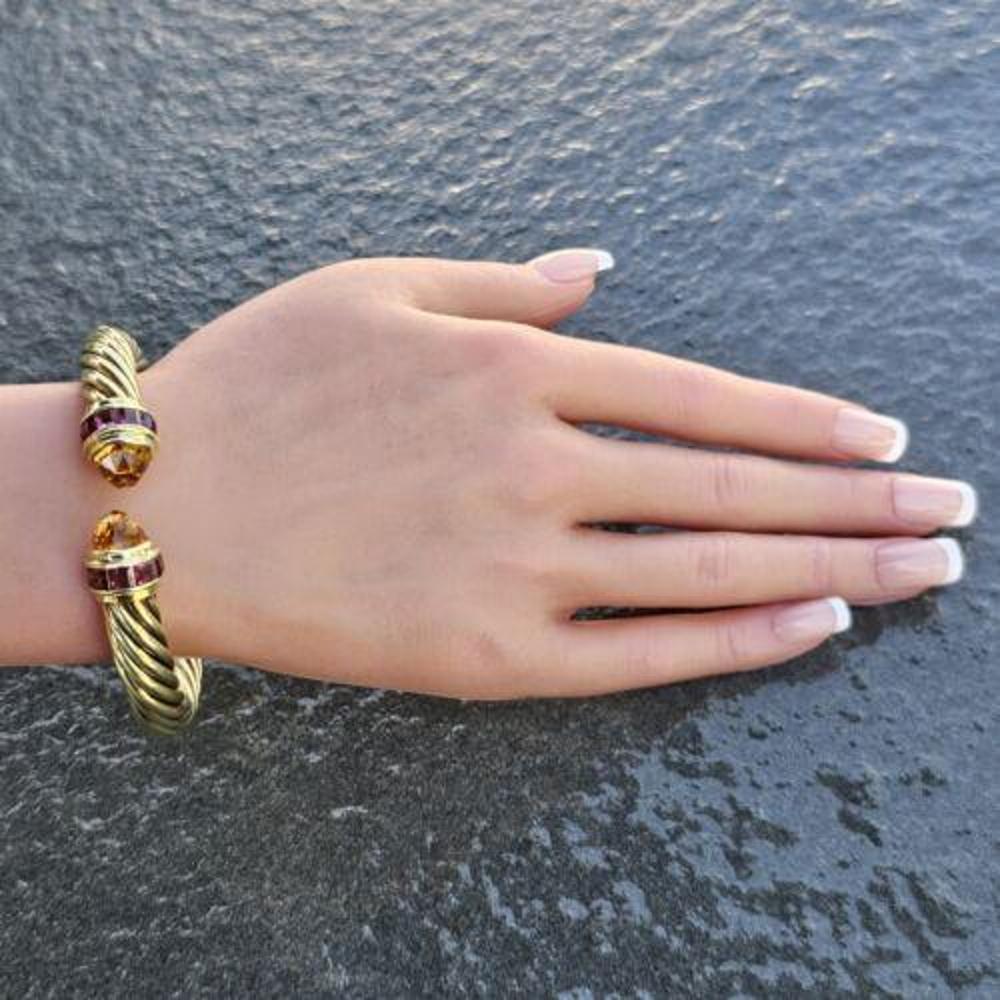 David Yurman Bracciale Rinascimento 10mm Granato Citrino Sfaccettato 14k Oro Vintage in vendita 1