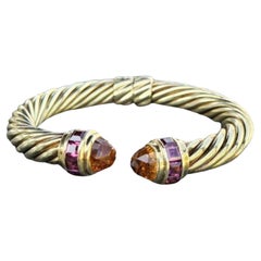 David Yurman Renaissance-Armband 10mm Facettiertes Citrin Granat 14k Gold Vintage