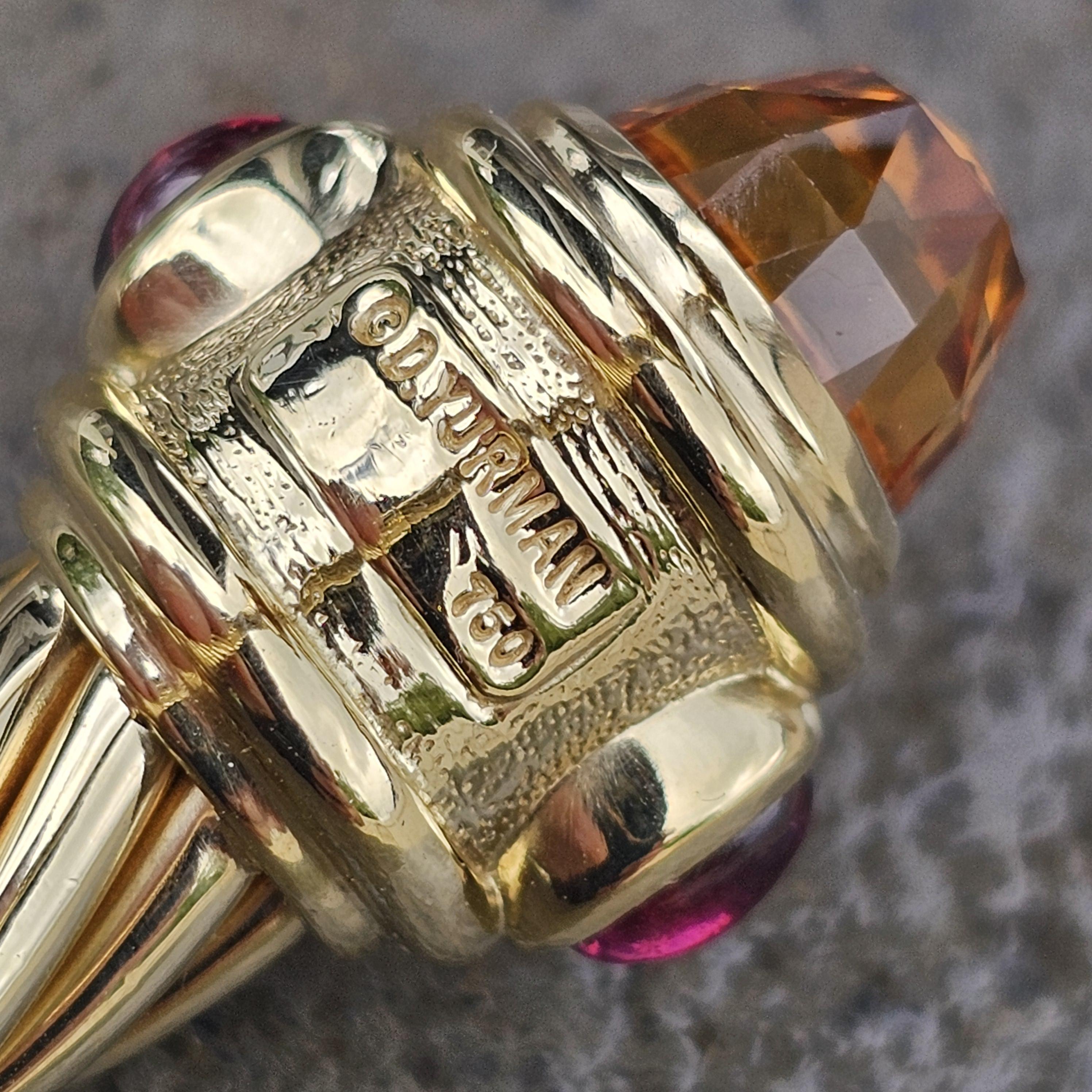 David Yurman Bracciale Rinascimento in oro giallo 18 carati Citrino 10 mm 57,7 g 6