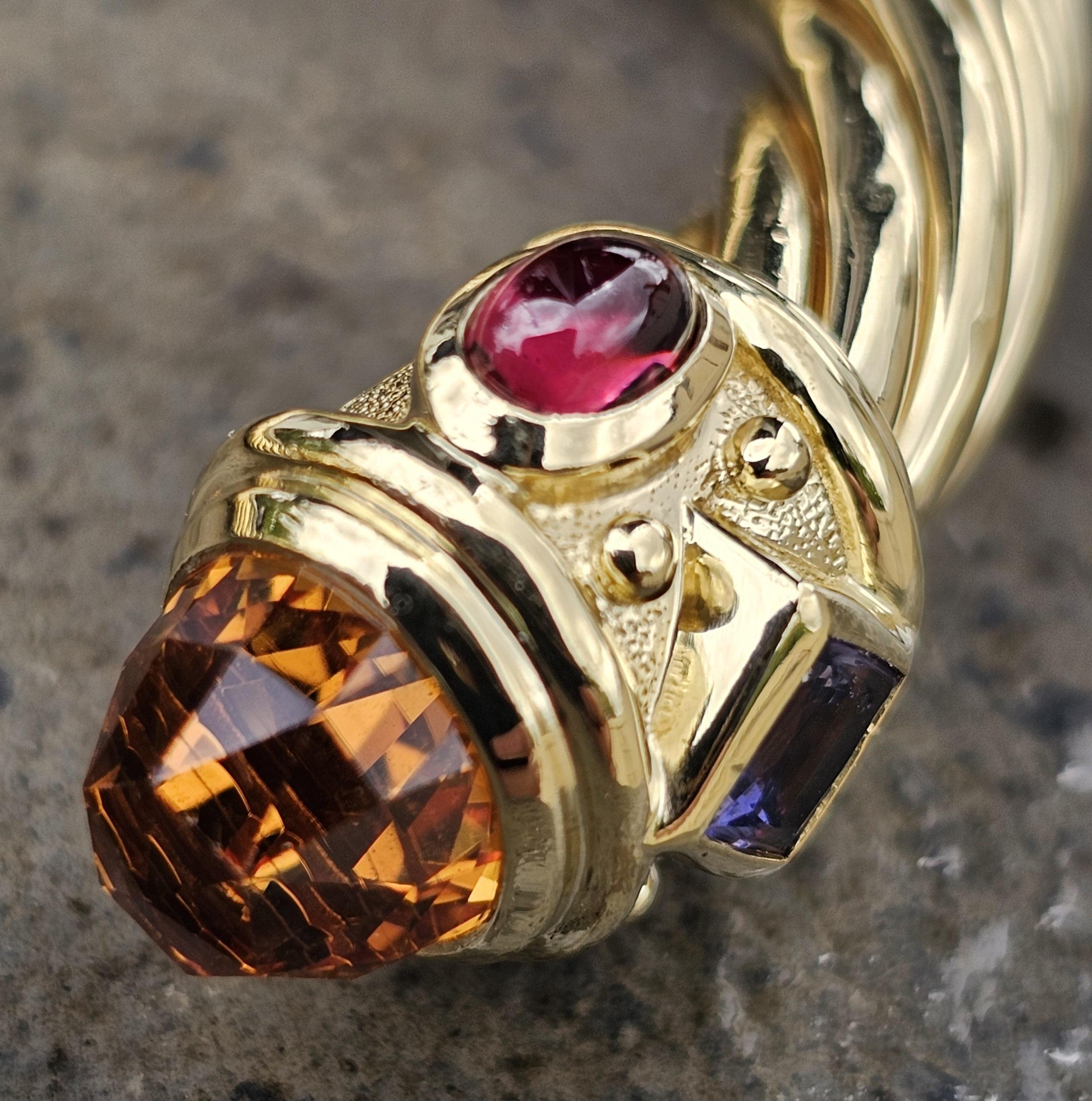 David Yurman Bracciale Rinascimento in oro giallo 18 carati Citrino 10 mm 57,7 g 6