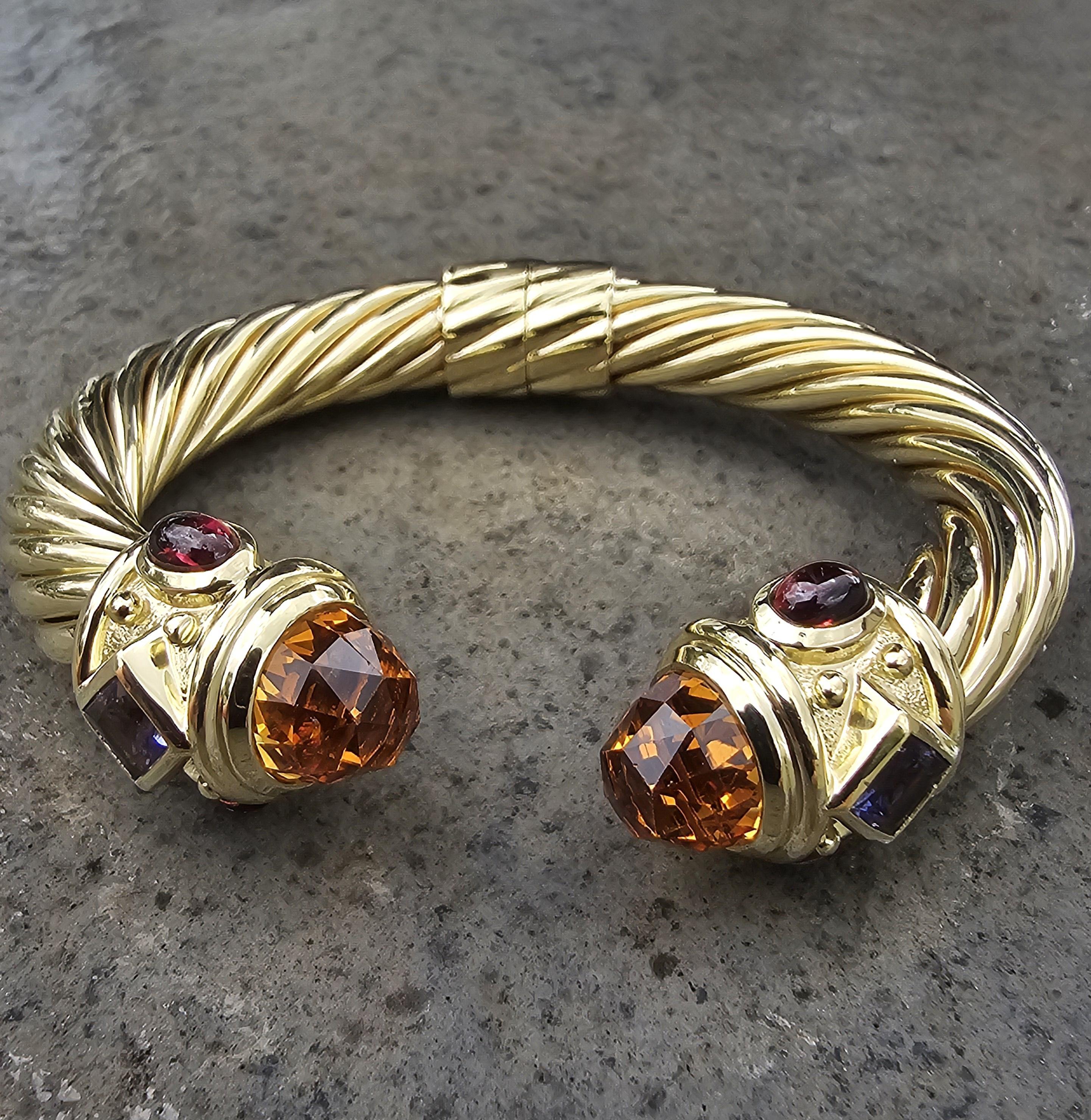 David Yurman Bracciale Rinascimento in oro giallo 18 carati Citrino 10 mm 57,7 g 6