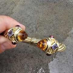 David Yurman Bracciale Rinascimento in oro giallo 18 carati Citrino 10 mm 57,7 g 6"