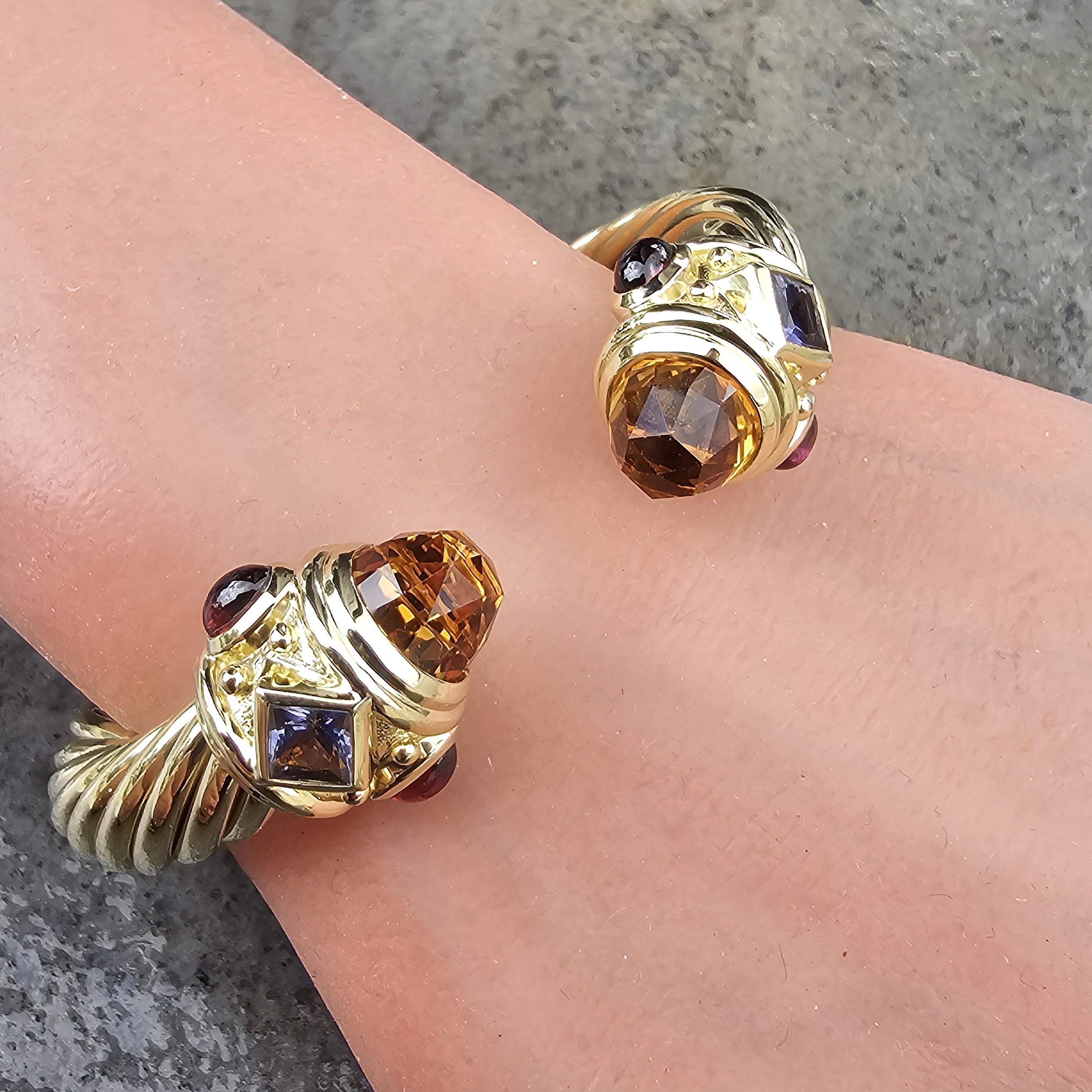 David Yurman Bracciale Rinascimento in oro giallo 18 carati Citrino 10 mm 57,7 g 6