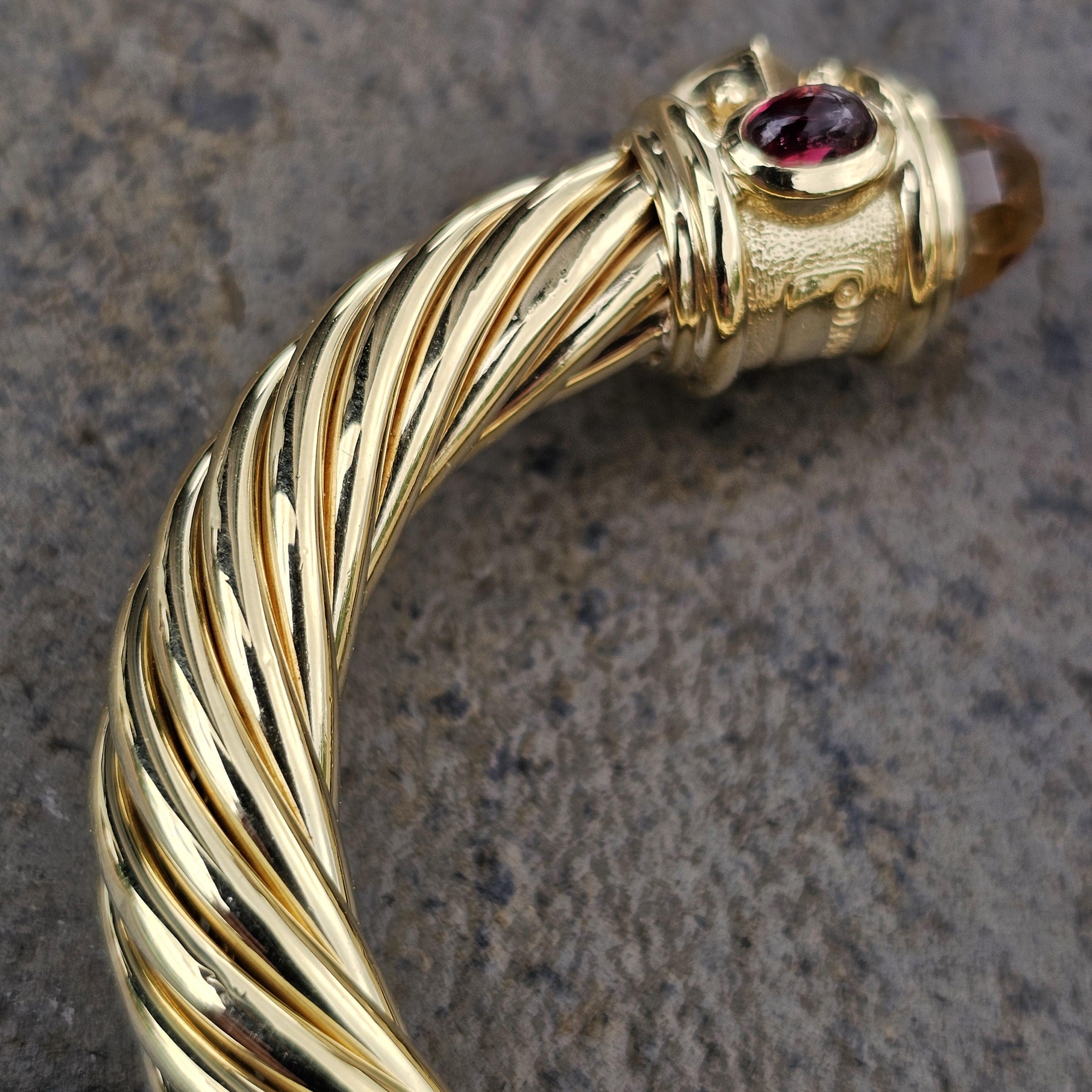 Donna David Yurman Bracciale Rinascimento in oro giallo 18 carati Citrino 10 mm 57,7 g 6