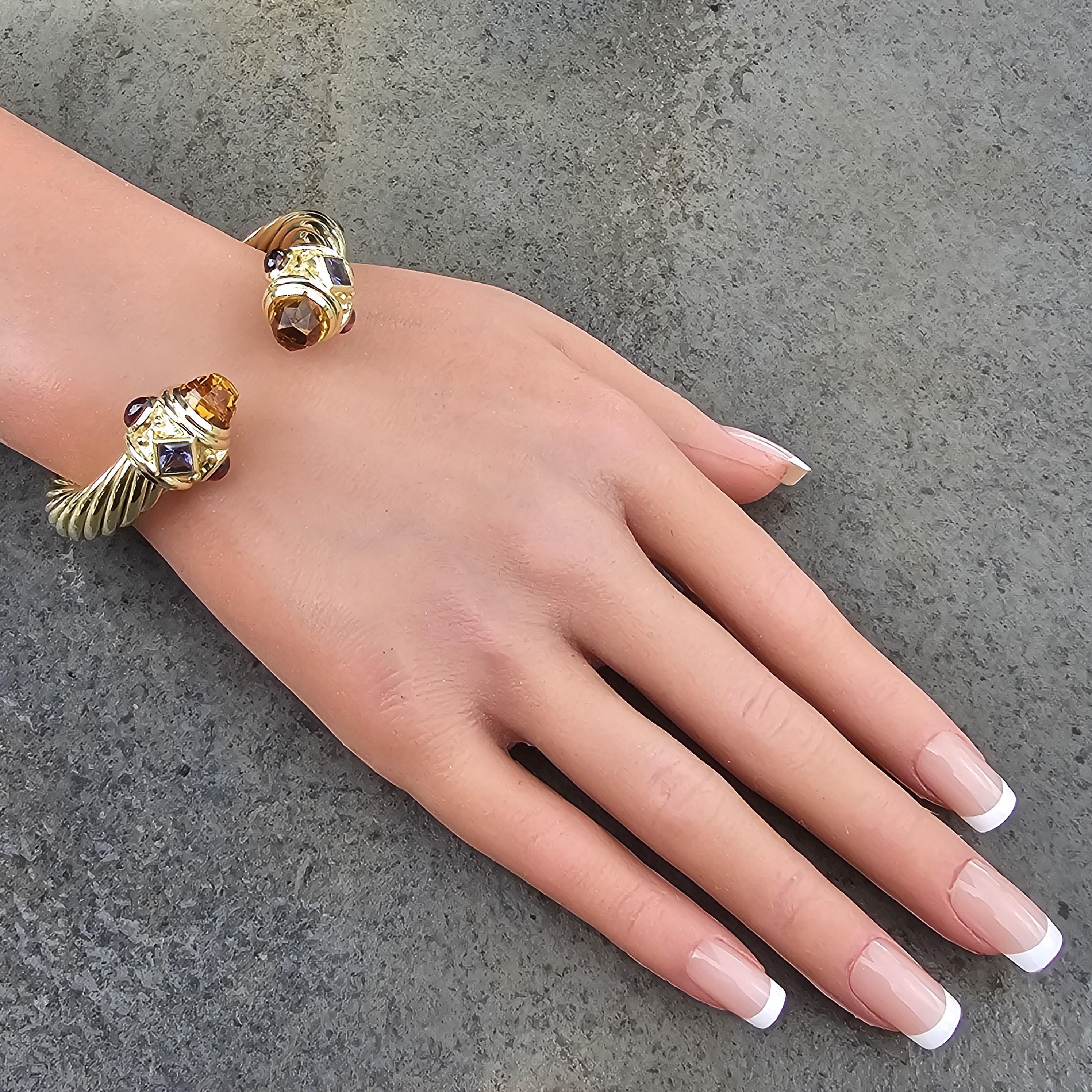 David Yurman Bracciale Rinascimento in oro giallo 18 carati Citrino 10 mm 57,7 g 6