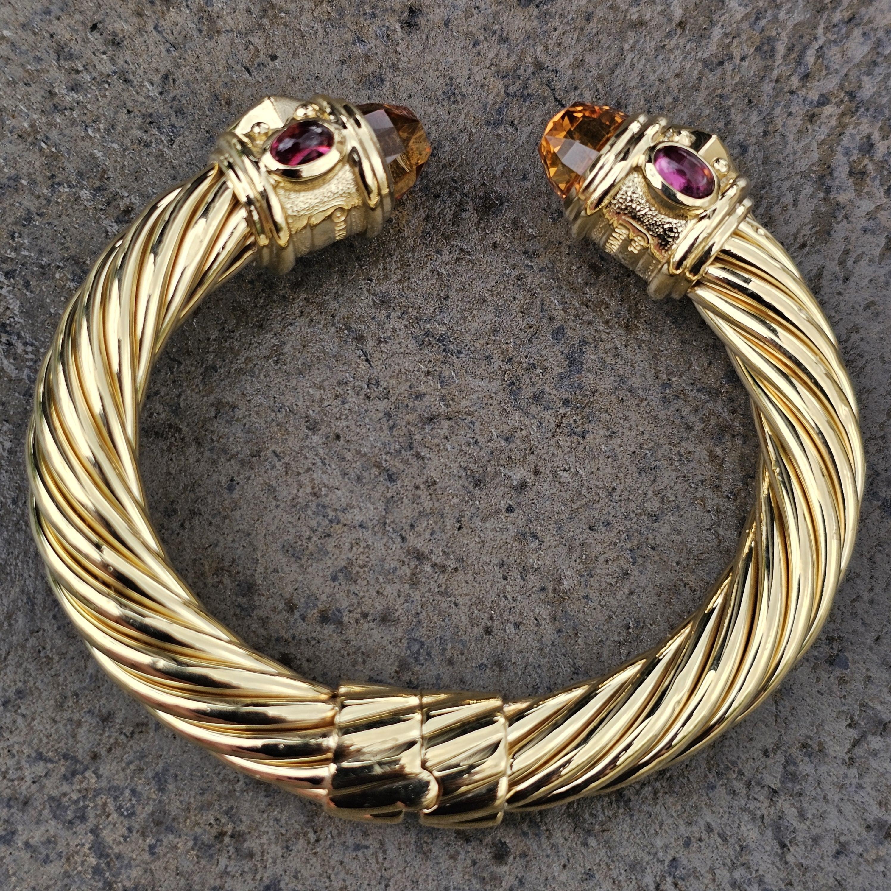 David Yurman Bracciale Rinascimento in oro giallo 18 carati Citrino 10 mm 57,7 g 6