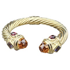 David Yurman Bracciale Rinascimento in oro giallo 18 carati Citrino 10 mm 57,7 g 6"