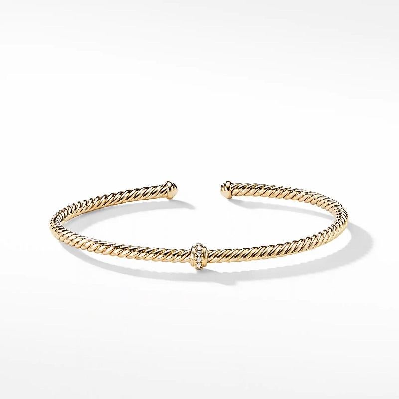 18-karat Yellow Gold
Pavé Diamonds, 0.04 total carat weight
Cable Spira Bracelet, 3mm 
Size Medium 
B13768D88ADI
