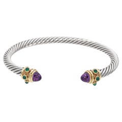 David Yurman Renaissance Cable Multi Stone Bracelet Sterling and Gold