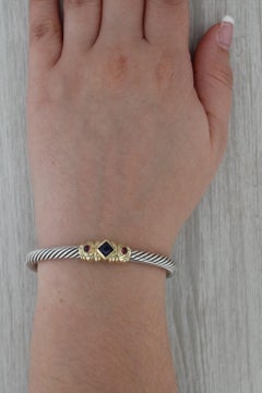 David Yurman Renaissance Cuff Bracelet Garnet Iolite Sterling Silver 14k Gold