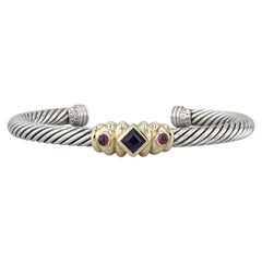 David Yurman Renaissance Cuff Bracelet Garnet Iolite Sterling Silver 14k Gold