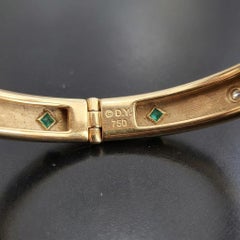 David Yurman Renaissance Emerald and Diamond 18k Yellow Gold Bangle Bracelet