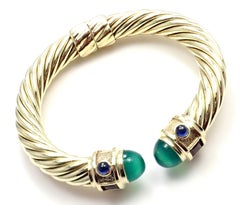 David Yurman Renaissance Green Onyx Tourmaline Yellow Gold Bangle Bracelet
