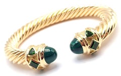 David Yurman Renaissance Malachite Diopside Cable Yellow Gold Bangle Bracelet