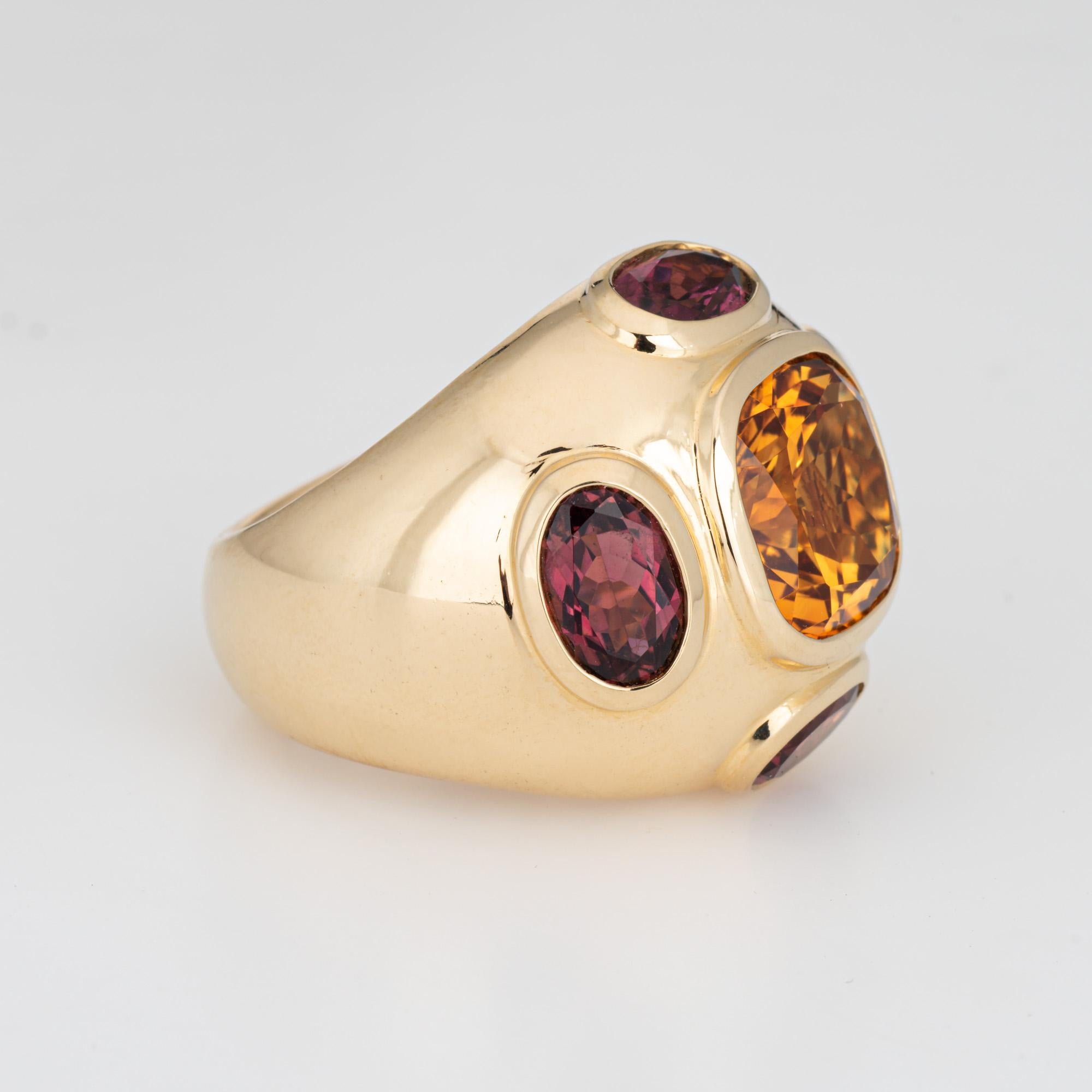 Contemporary David Yurman Renaissance Ring 18k Gold Citrine Rhodalite Garnet Sz 6.5 For Sale