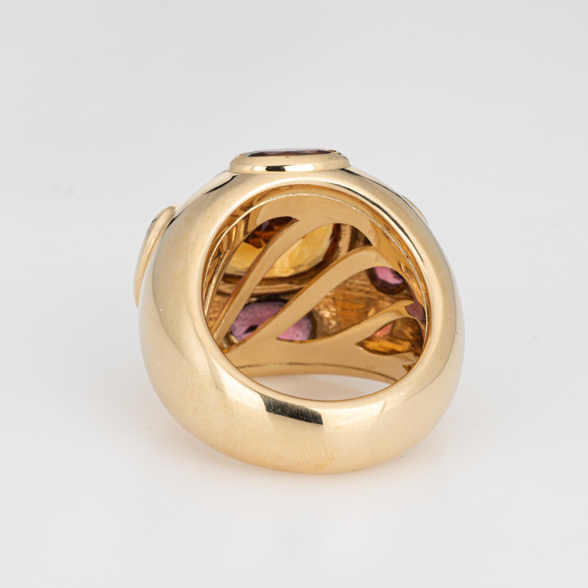 David Yurman Renaissance Ring 18k Gold Citrine Rhodalite Garnet Sz 6.5 In Good Condition For Sale In Torrance, CA