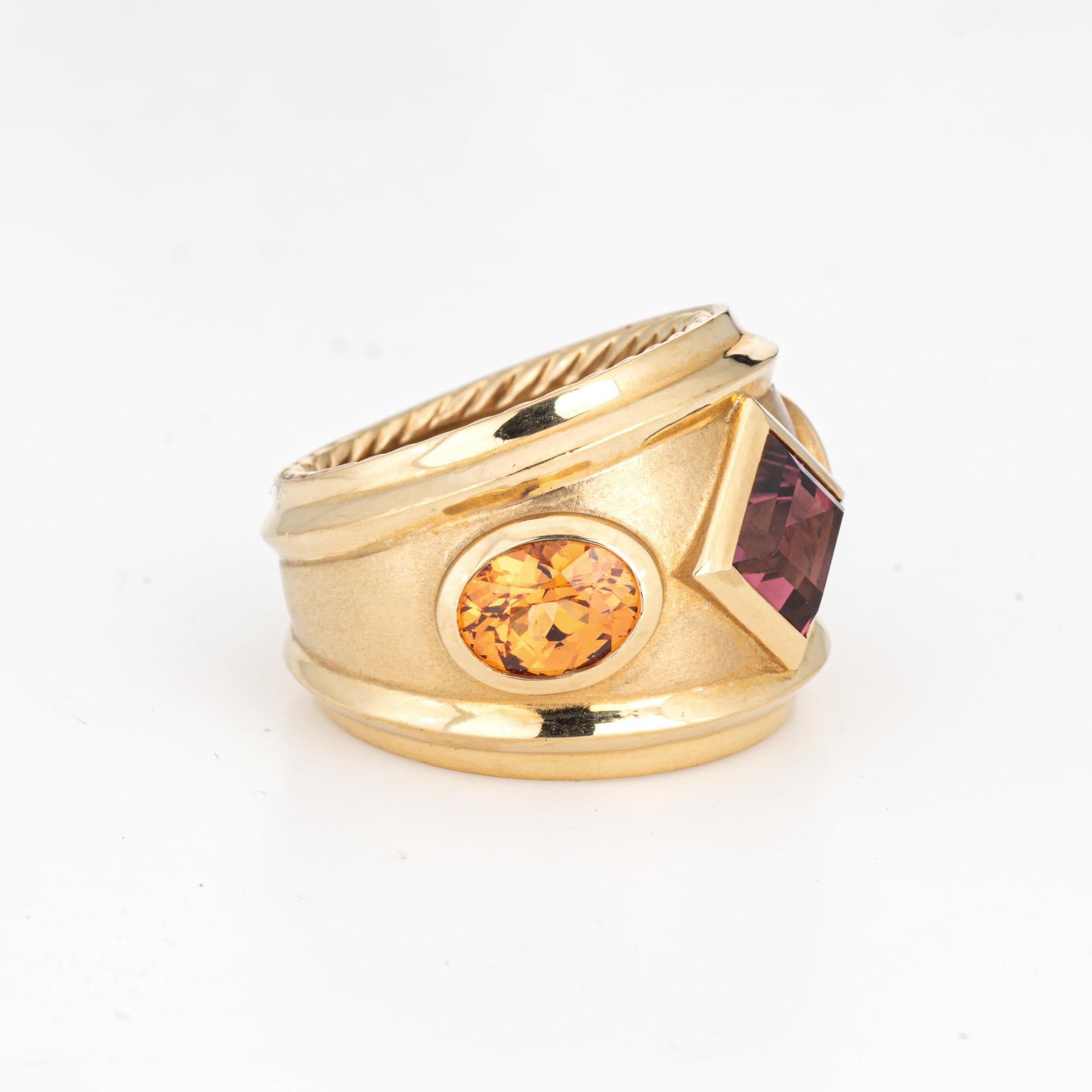 David Yurman Renaissance Ring 18k Gold Citrin Rhodalit Granat Gr. 6,5 Breites Band (Zeitgenössisch) im Angebot