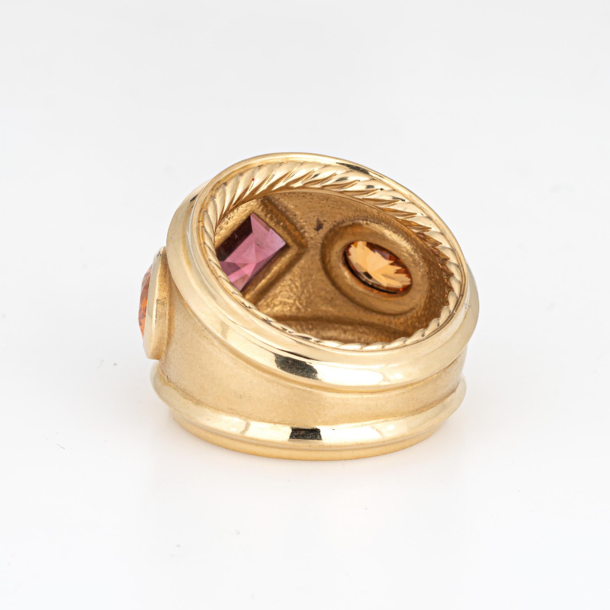 David Yurman Renaissance Ring 18k Gold Citrin Rhodalit Granat Gr. 6,5 Breites Band im Zustand „Gut“ im Angebot in Torrance, CA