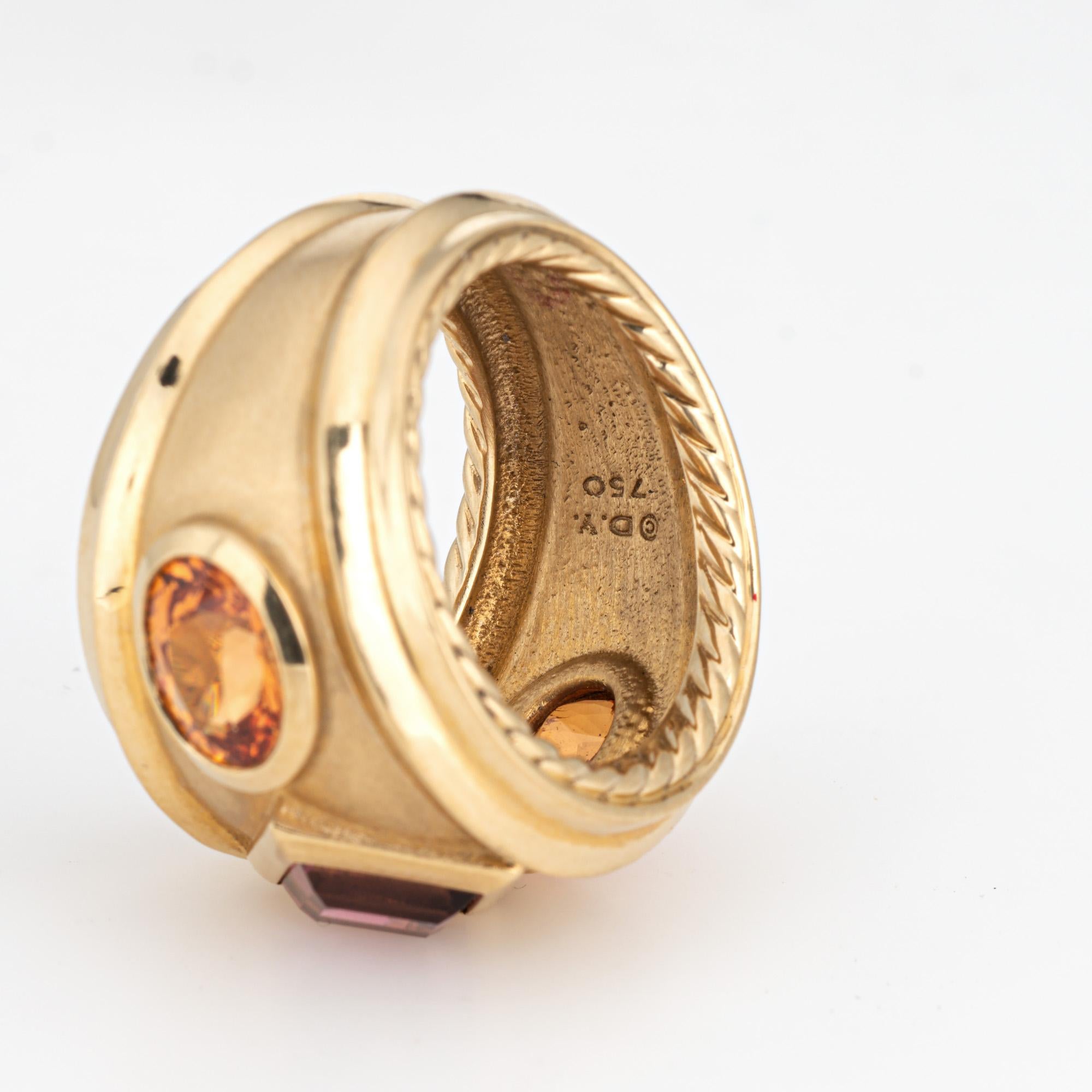David Yurman Renaissance Ring 18k Gold Citrine Rhodalite Garnet Sz 6.5 Wide Band For Sale 1