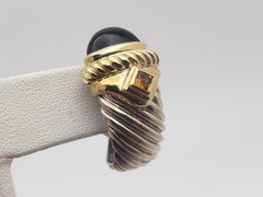David Yurman Renaissance Shrimp Onyx Citrine 14K Yellow Gold Silver Earrings