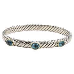 David Yurman Renaissance Dreistein-Armreif aus Sterlingsilber mit blauem Topas