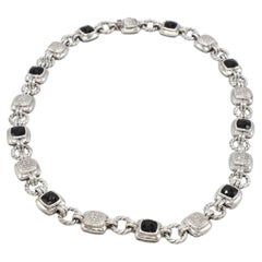 David Yurman Renaissance Sterling Silver Diamond & Black Onyx Chain Necklace