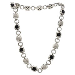 David Yurman Renaissance Sterling Silver Diamond & Black Onyx Chain Necklace