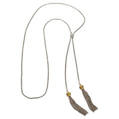David Yurman Renaissance Sterling Silver Lariat Tassel Necklace w Gems 14K Gold