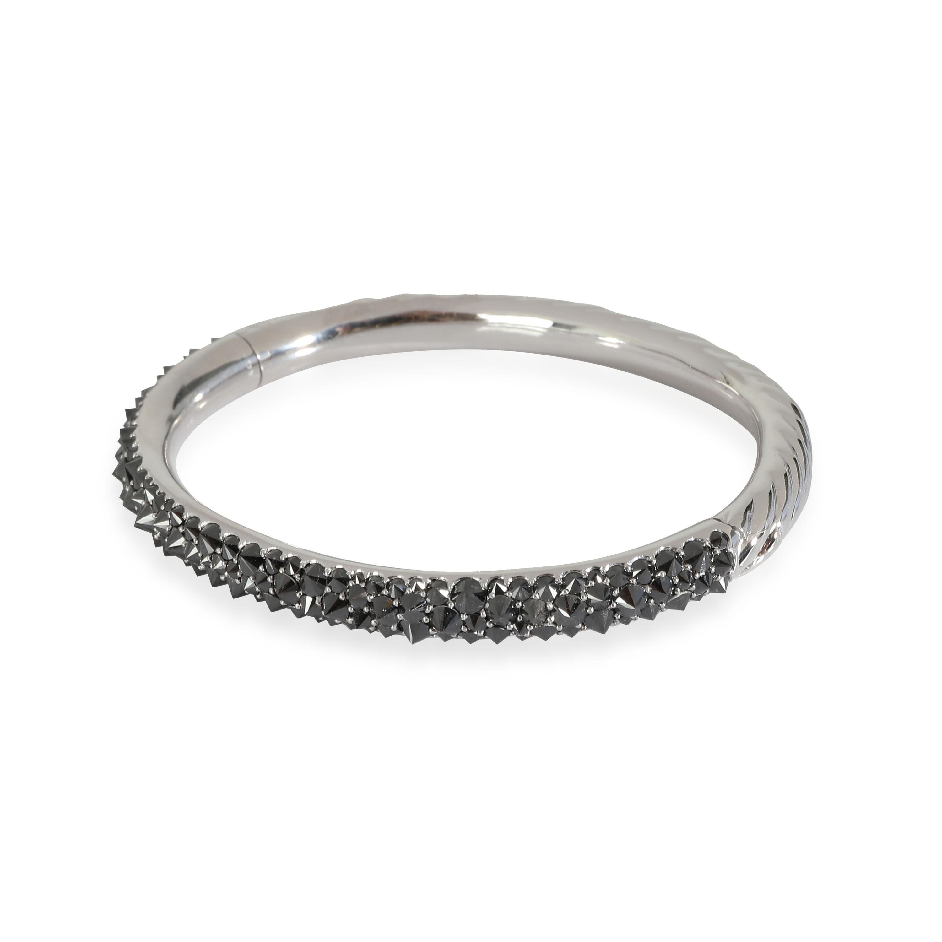 David Yurman: 18 Karat Weißgold Armband mit schwarzen Diamanten in umgekehrtem Set, 4 Karat für Damen oder Herren im Angebot