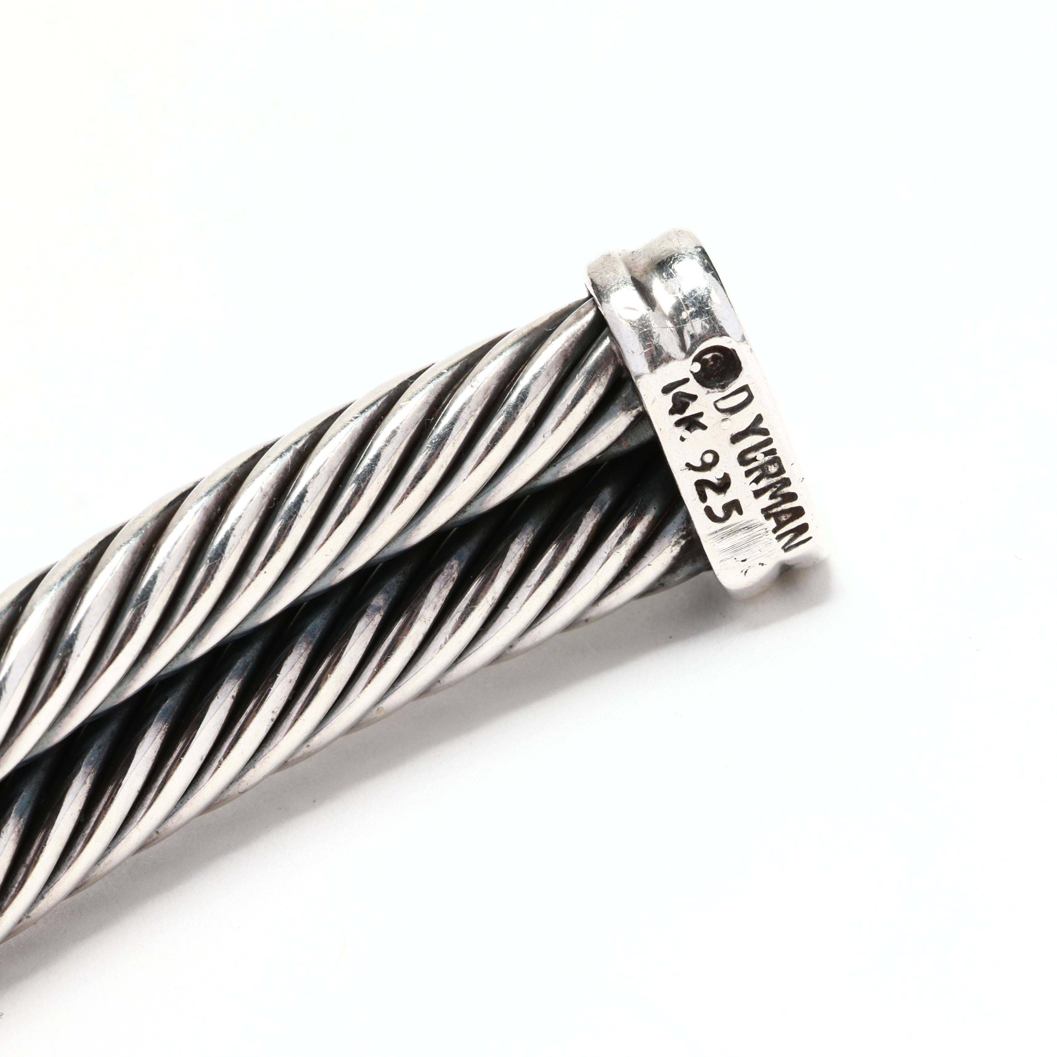 David Yurman, girocollo con granato rodolite, argento e oro giallo 14k In condizioni buone in vendita a McLeansville, NC