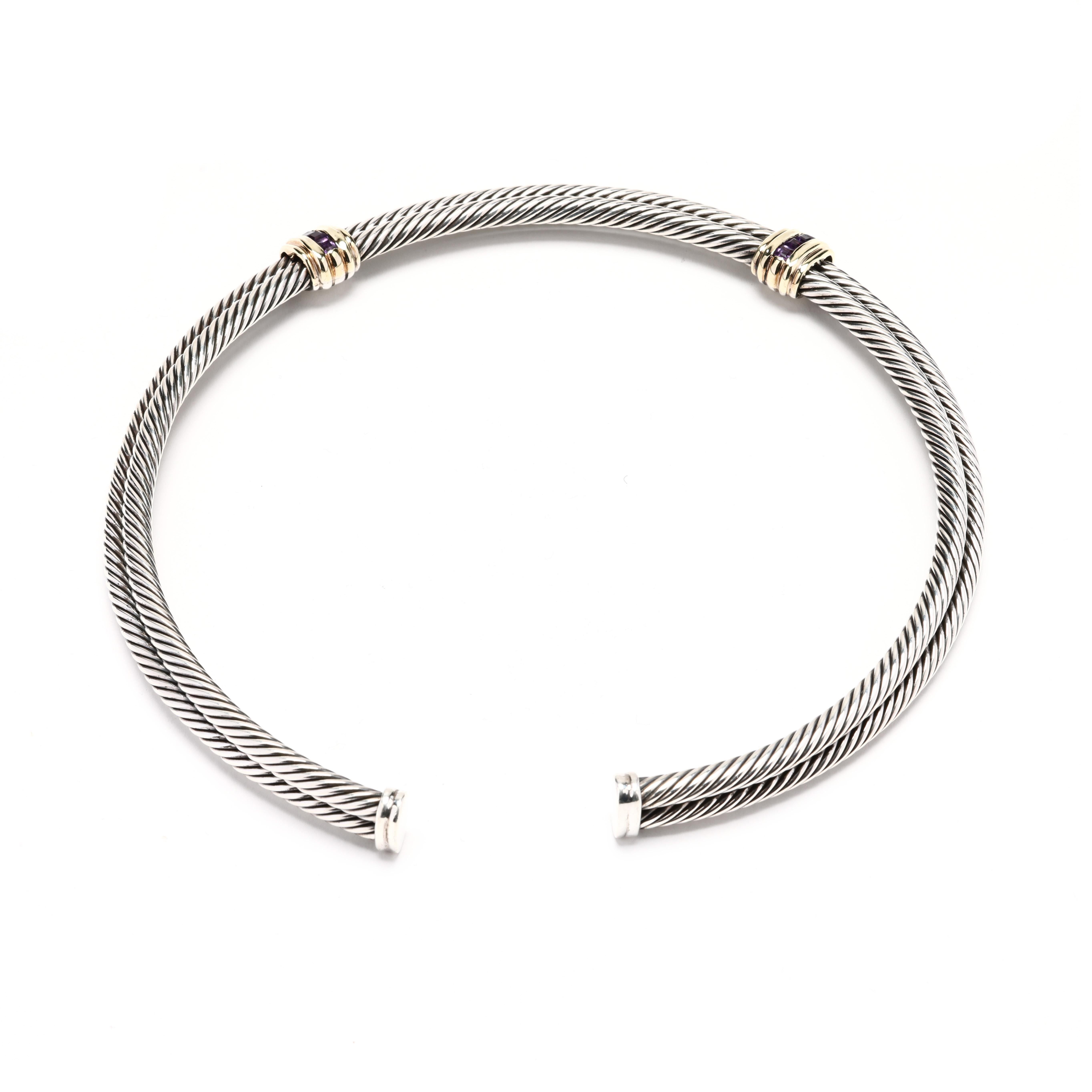 David Yurman, girocollo con granato rodolite, argento e oro giallo 14k in vendita 1
