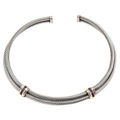 David Yurman, tour de cou en grenat rhodolite, argent sterling et or jaune 14 carats 