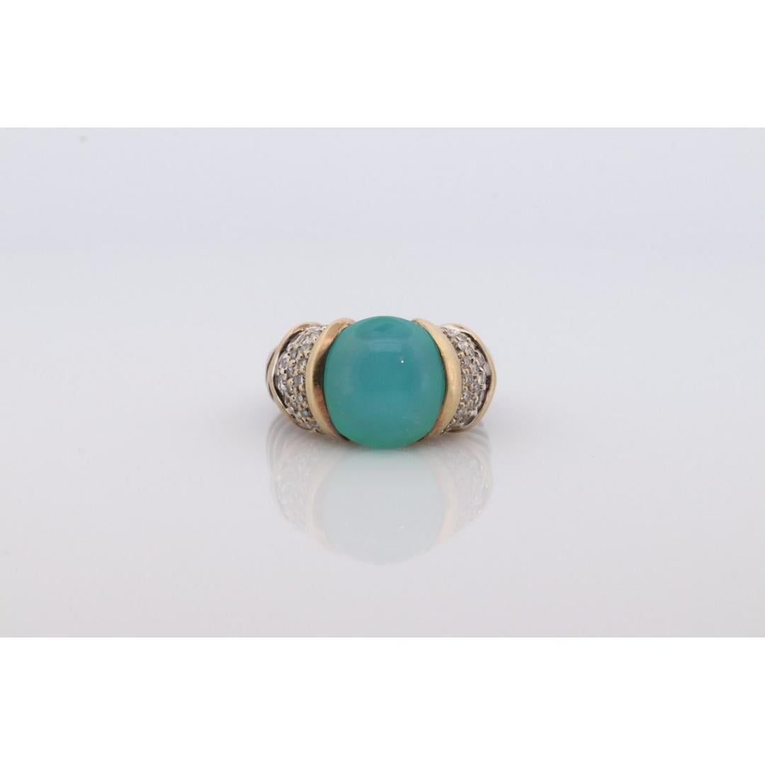 David Yurman ring. 18k Yellow Gold and 925 Sterling Silver ring. Chalcedony In Good Condition For Sale In Port Charlotte, FL