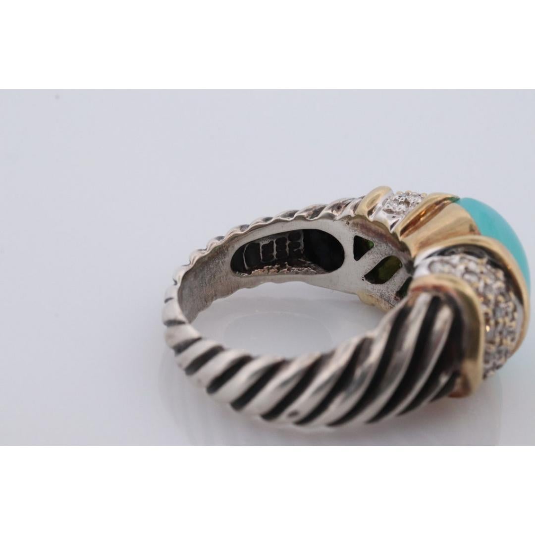Women's David Yurman ring. 18k Yellow Gold and 925 Sterling Silver ring. Chalcedony For Sale