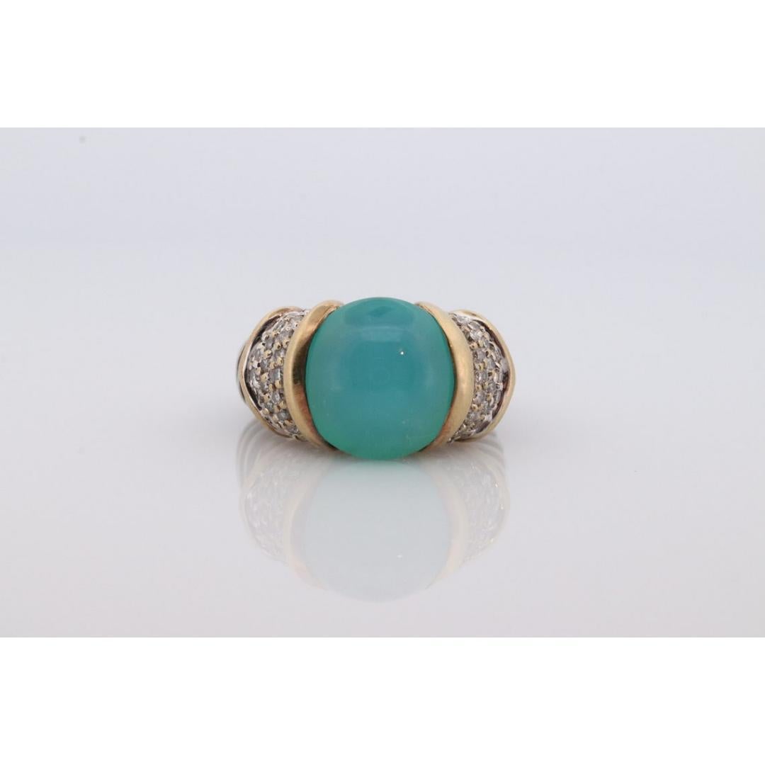 David Yurman ring. 18k Yellow Gold and 925 Sterling Silver ring. Chalcedony For Sale 3