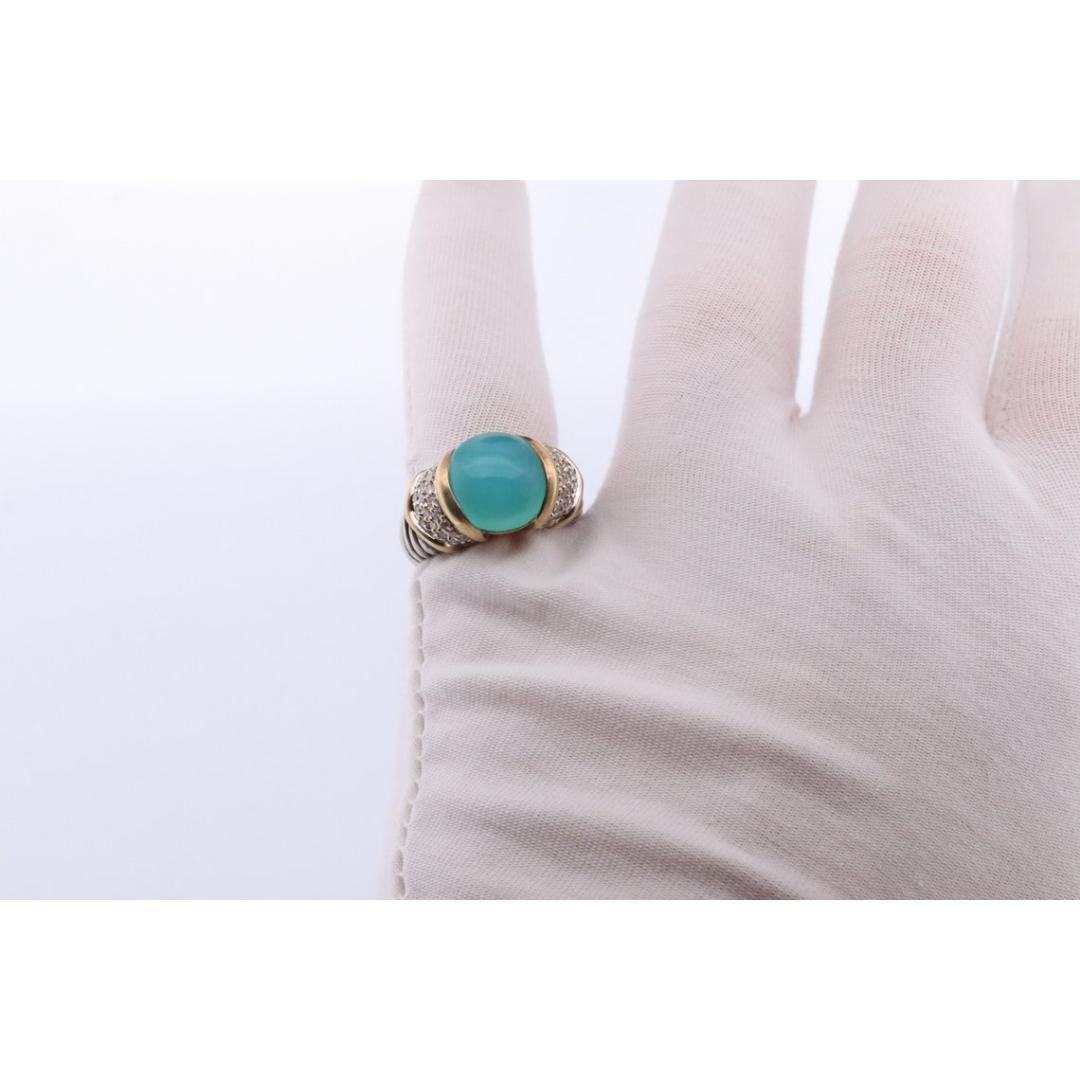David Yurman ring. 18k Yellow Gold and 925 Sterling Silver ring. Chalcedony For Sale 5