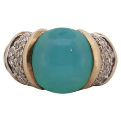 David Yurman ring. 18k Yellow Gold and 925 Sterling Silver ring. Chalcedony