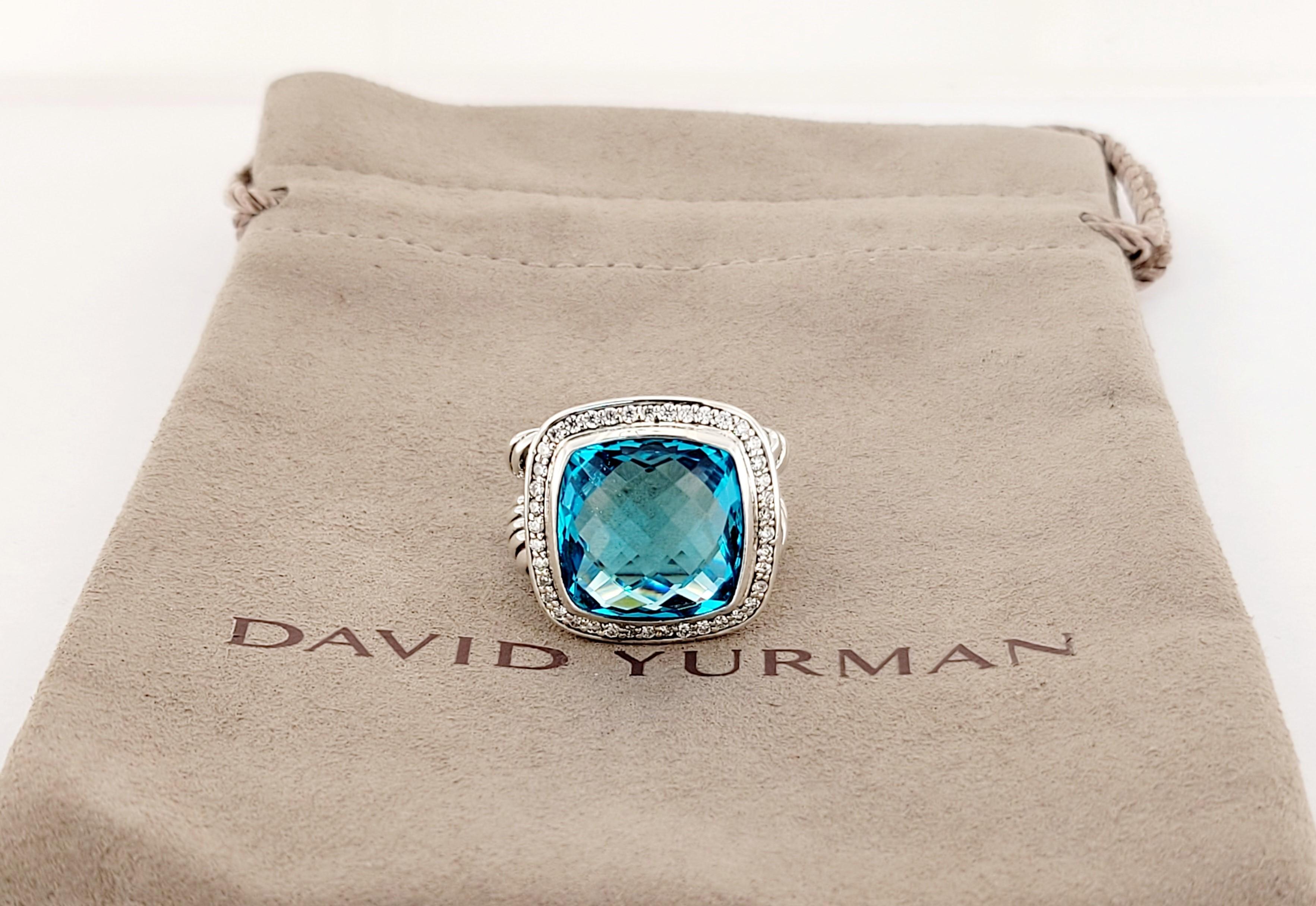 Women's David yurman ring blue topas with diamond Size 6.75
