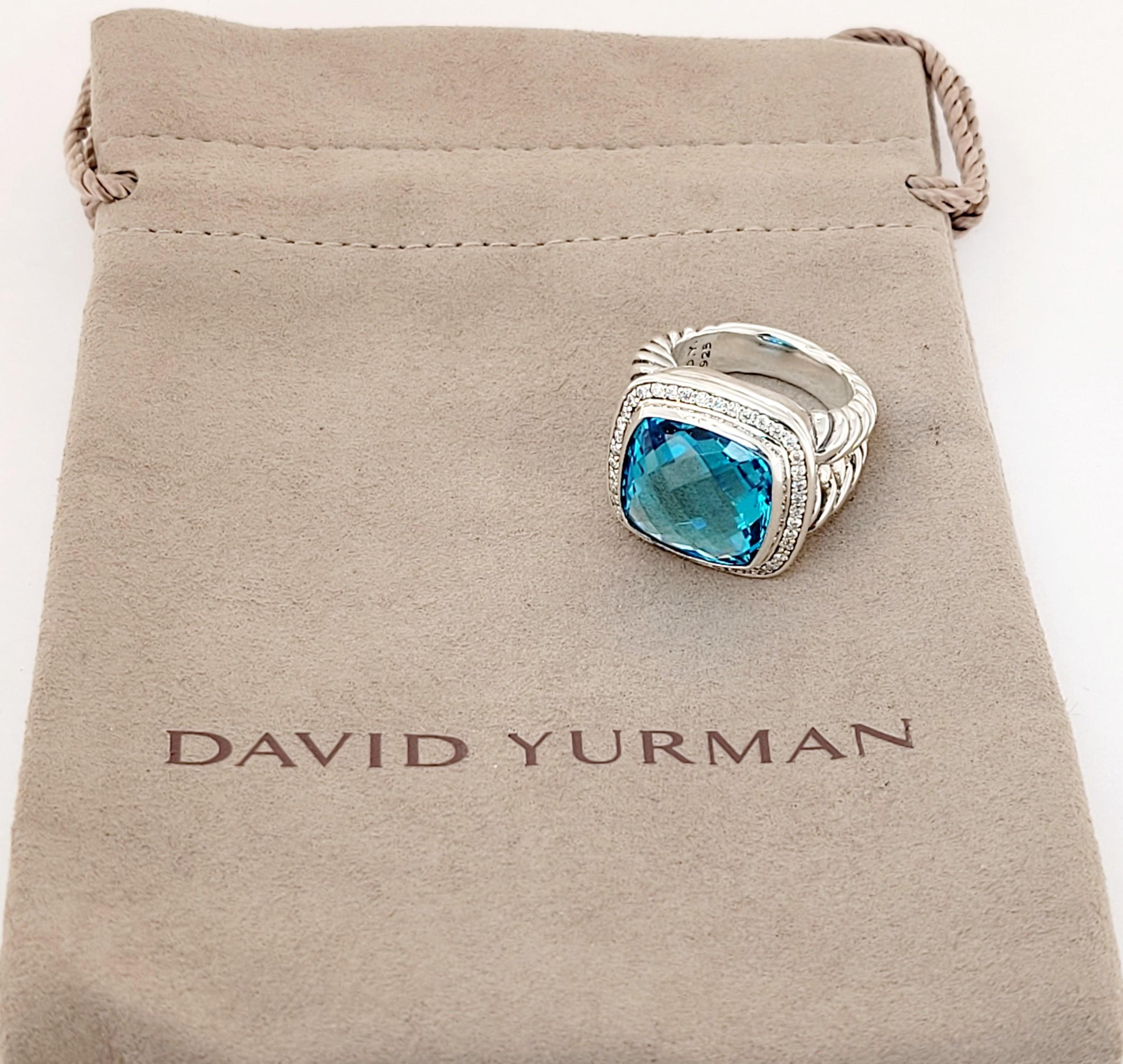 David yurman ring blue topas with diamond Size 6.75 1